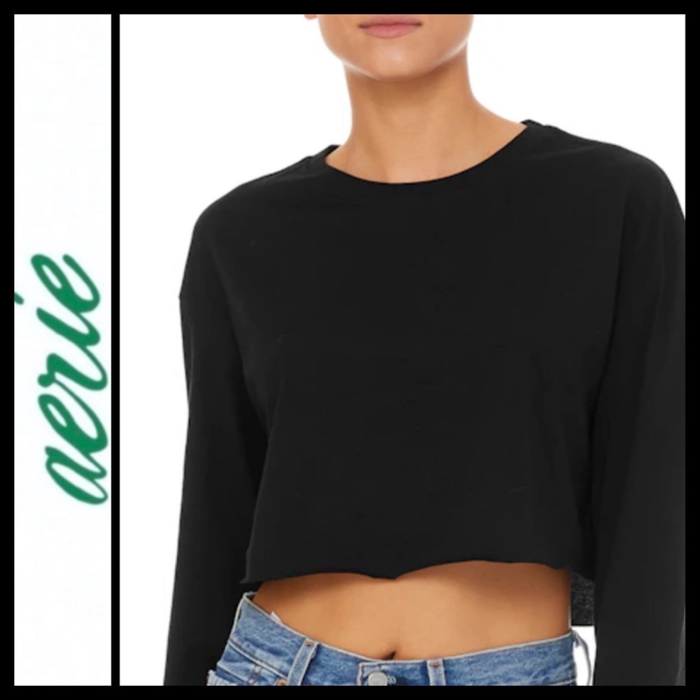 NWOT Aerie Black Knit Crop Sweater